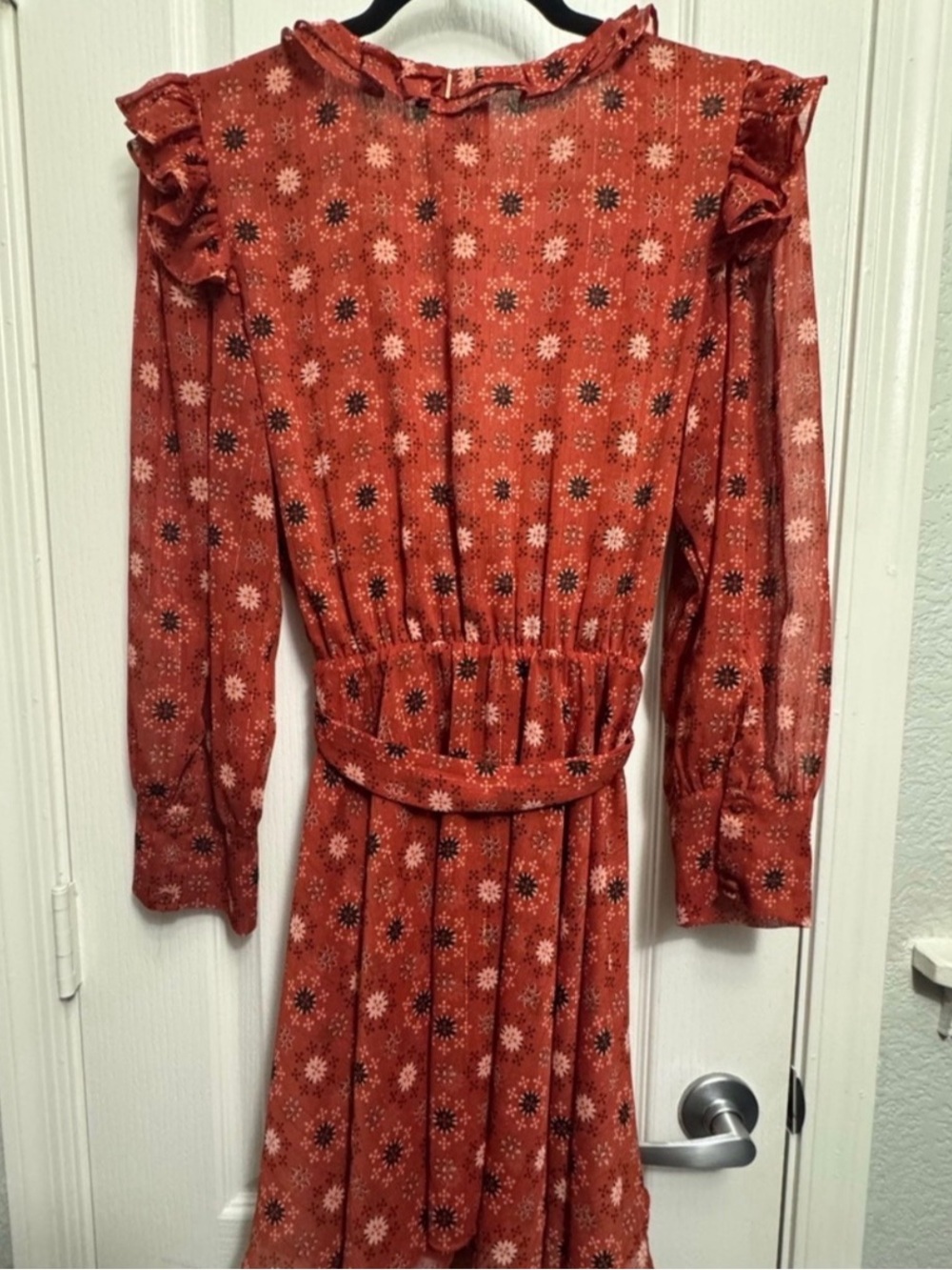 💕 Misa Los Angeles Veruka Red Long Sleeve Mini Dress - S 💕 - Picture 4 of 7